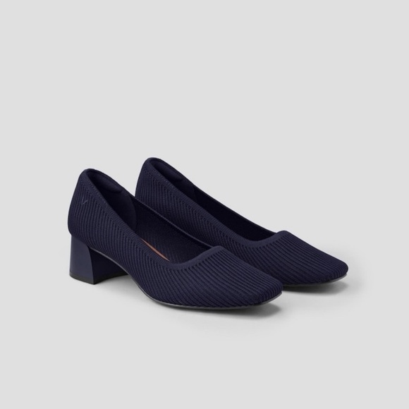 VIVAIA Black Knit Pumps Block Heel Comfortable Classic Shoes size EU/40 US/9 - Picture 2 of 8